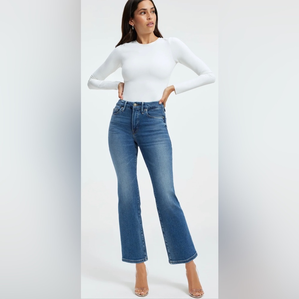 NWT Good American Cropped Mini Boot Jeans 0/25 inseam 27”